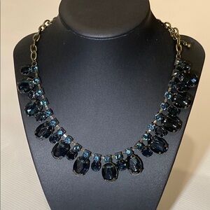 J. Crew Black and Blue Necklace Striking Bib Design